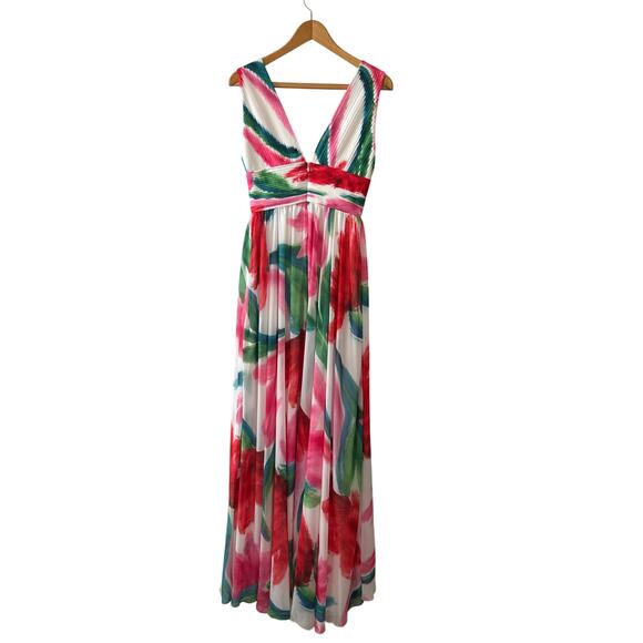 PatBO Allegro Deep V-Neck Floral Chiffon Maxi Dress NWT Size 2 - Picture 4 of 11